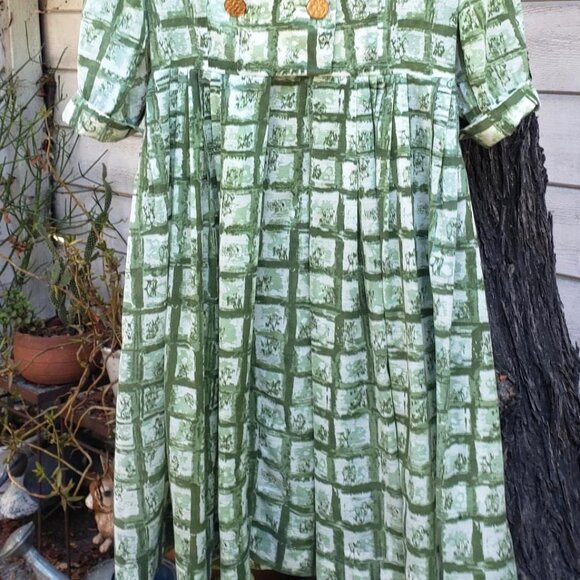 Vintage McArthur LTD Green Print 50s Dress - Picture 2 of 7